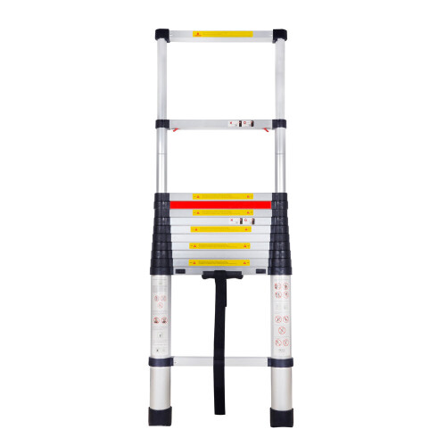 3.8M Aluminium Telescopic Ladder One Button Retraction Multi-Purpose 1