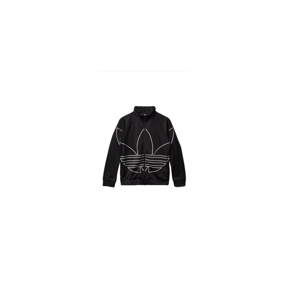 (Age 8-9 Years (Height 134cm)) adidas Originals Big Trefoil Junior Boys Girls Track Top Black White GD2707