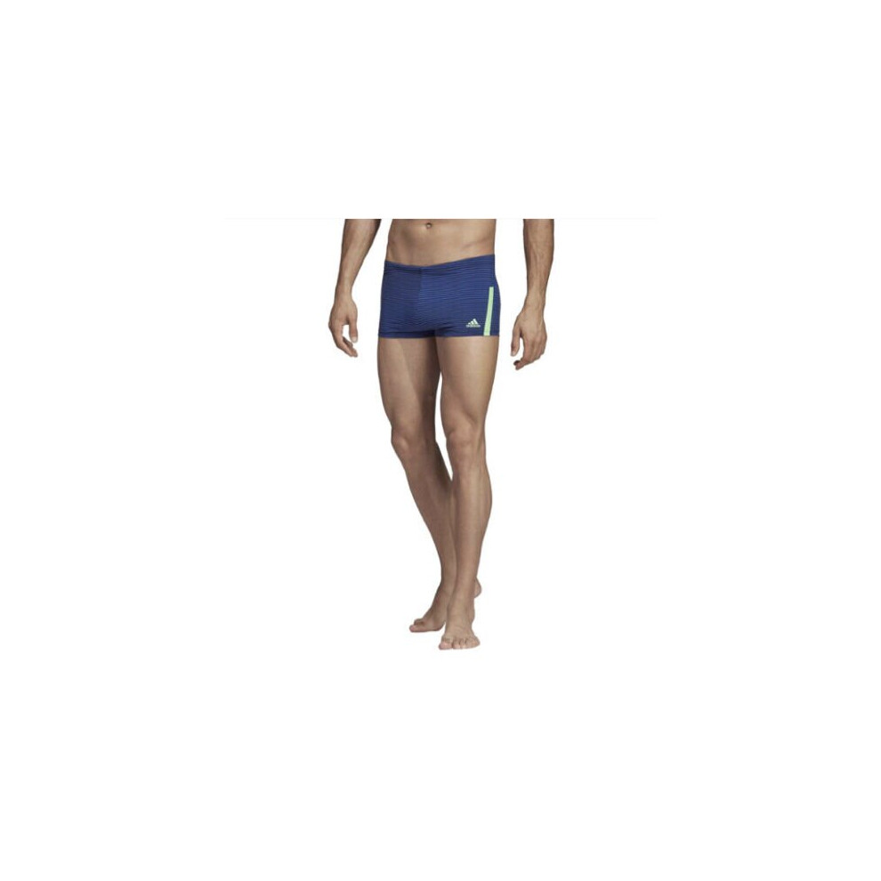 (UK26) Men's adidas Infintex Fit AOP Boxer Swimming Trunks Legink Blue DP7542