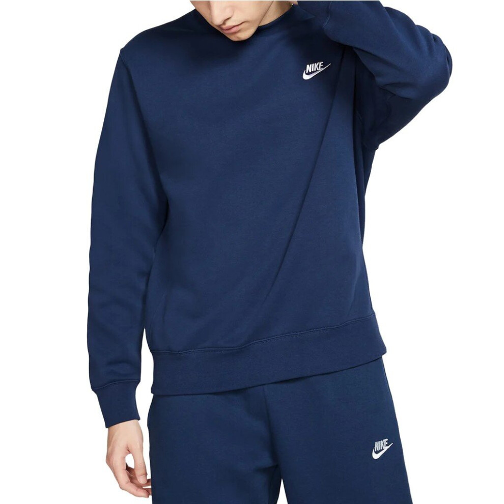 (804340 804406 Nike Mens Crewneck Tracksuit Navy S) Nike Mens Sportswear Crewneck Tracksuit Set Clubfleece