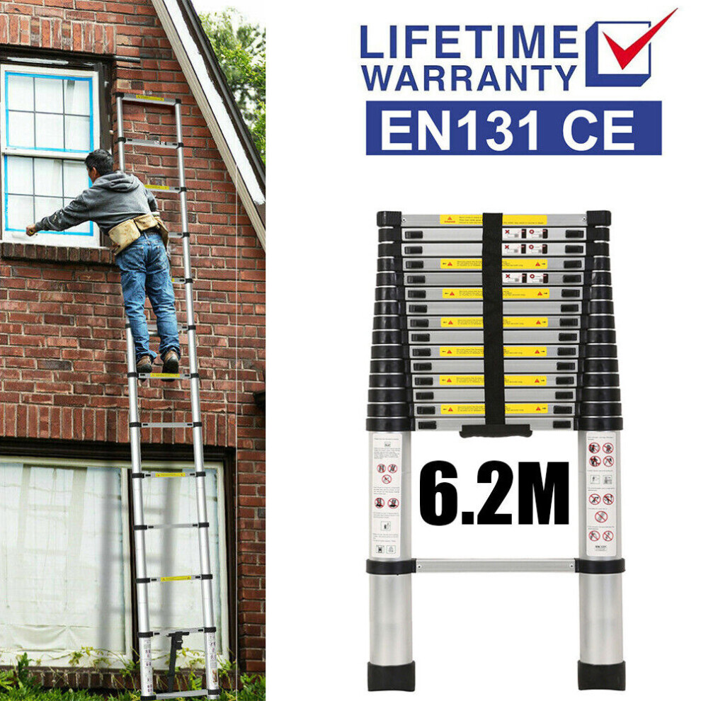 6.2M Aluminium Telescopic Extension Ladders Step Multi-Purpose