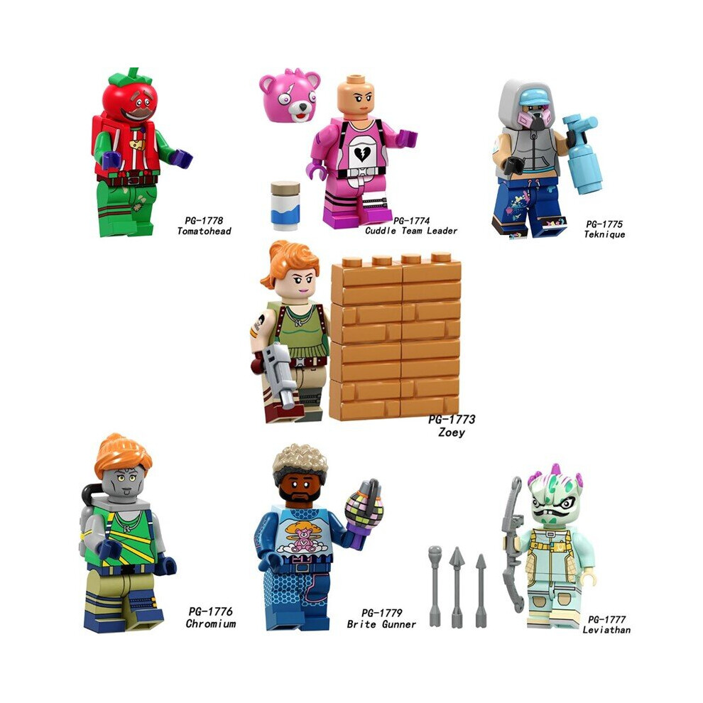 7PCS FORTNITE Minifigure Assembled Building Blocks Minifigure Educational Children's Toys Collectible Gifts Halloween Christmas Gifts