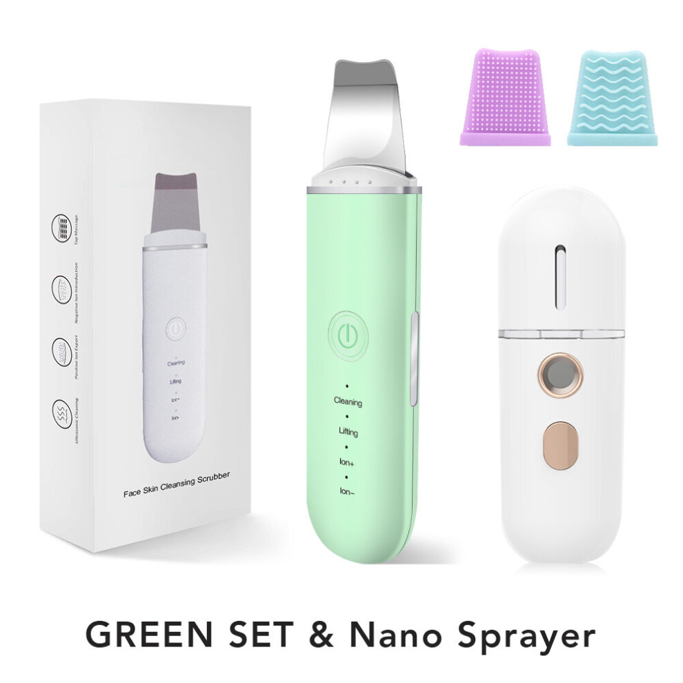 Gacloz Green ( Set 1) Ultrasonic Skin Scrubber Vibration Face Spatula