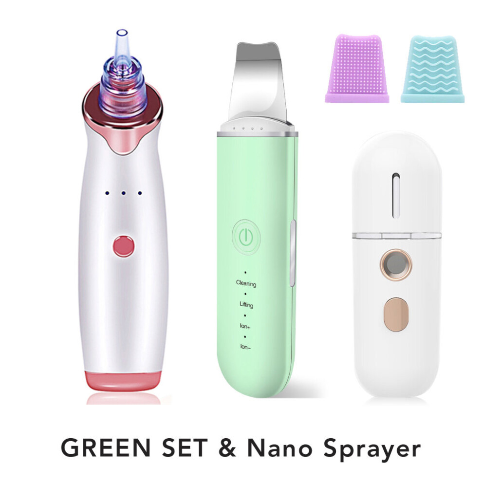 Gacloz Green ( Set 2) Ultrasonic Skin Scrubber Vibration Face Spatula
