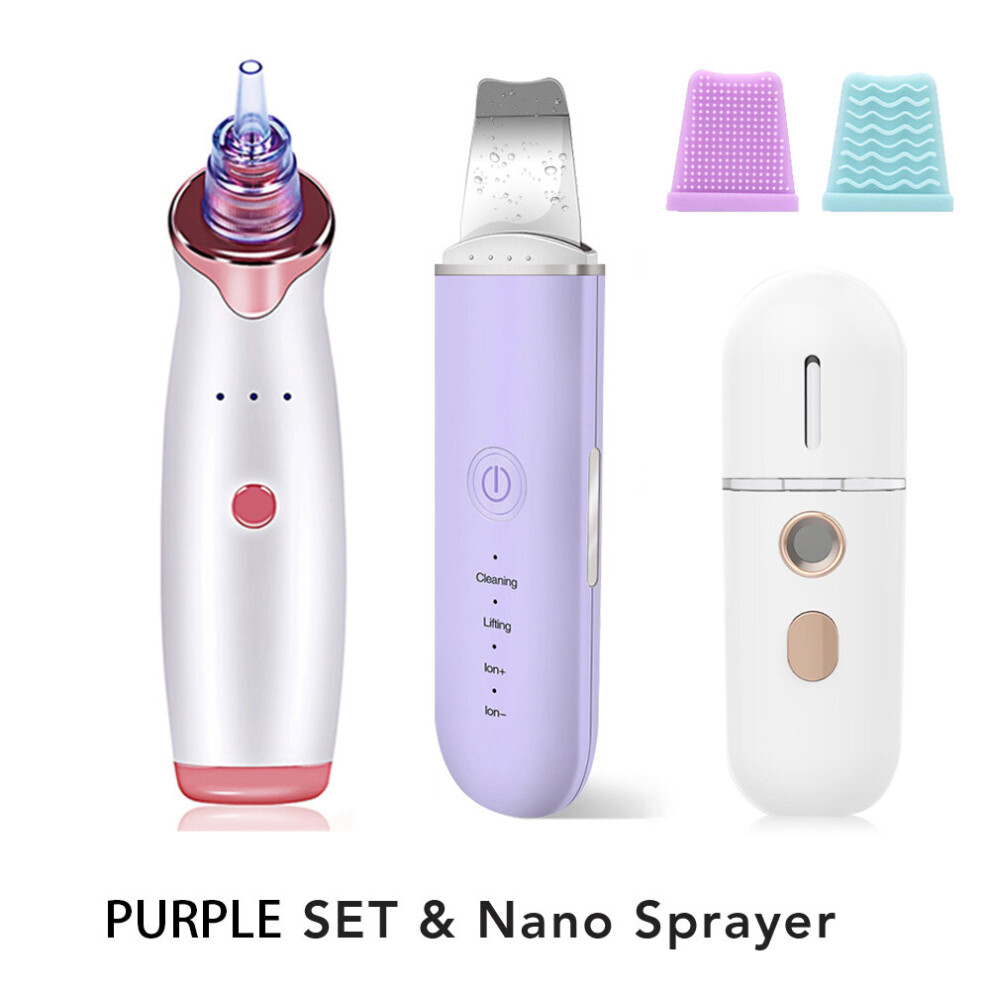 Gacloz Purple ( Set 2) Ultrasonic Skin Scrubber Vibration Face Spatula