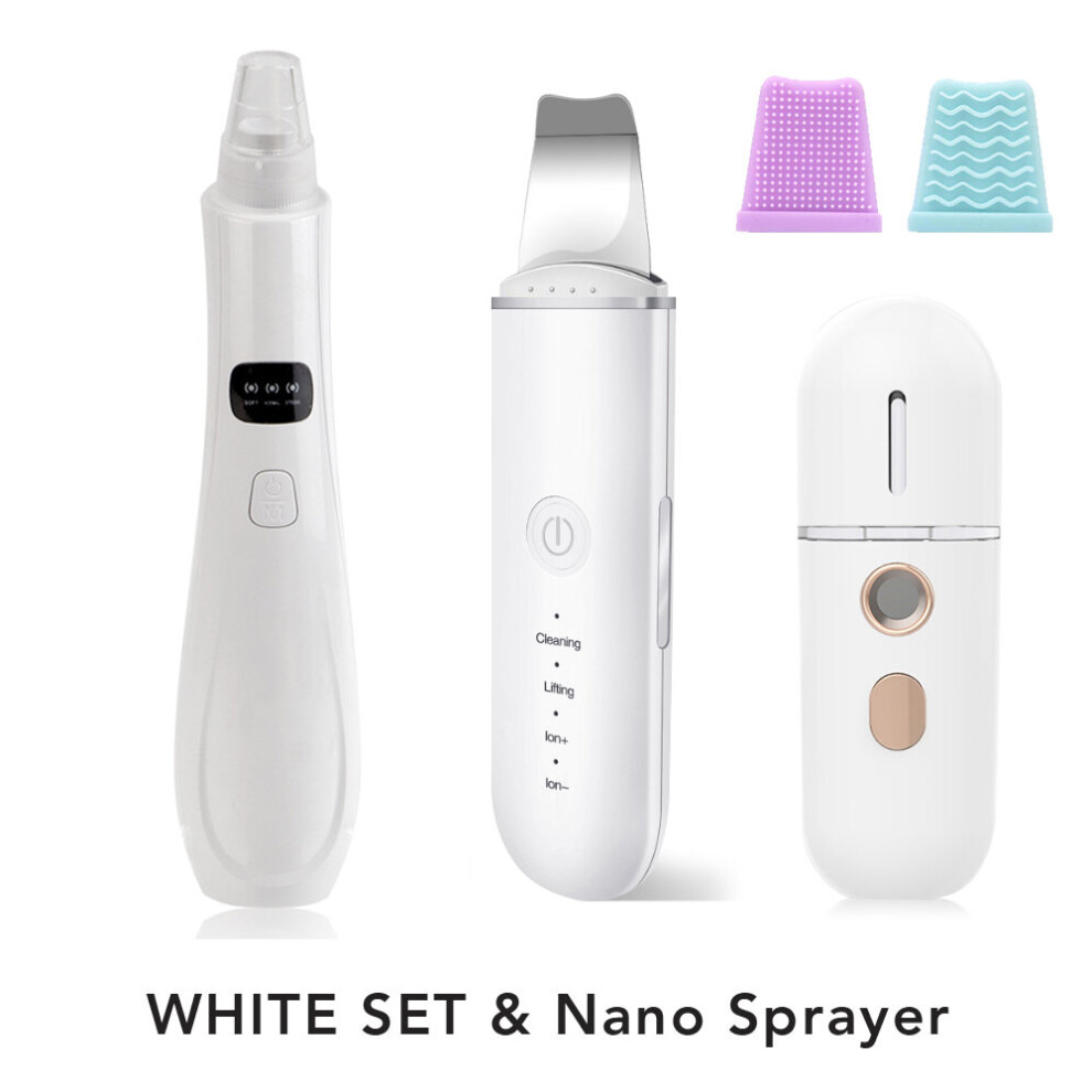 Gacloz White ( Set 3) Ultrasonic Skin Scrubber Vibration Face Spatula