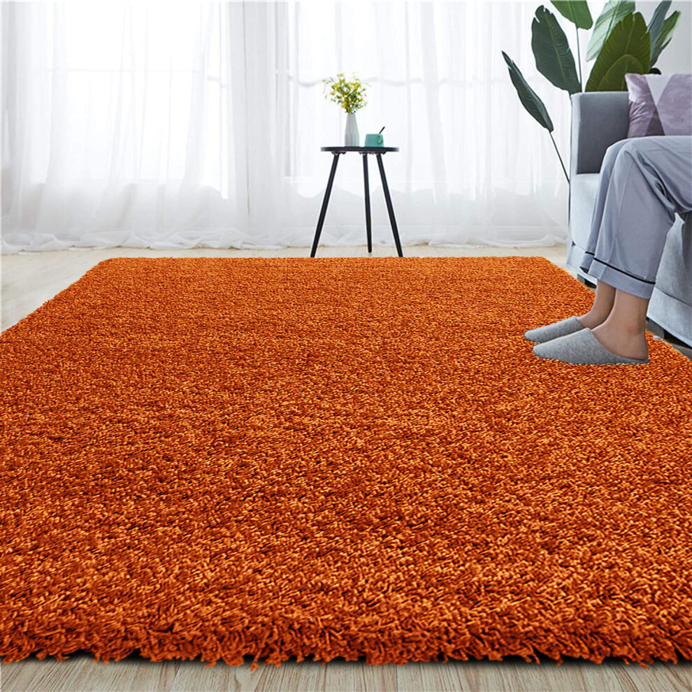 (ORANGE, 60 X 220 CM) EXTRA THICK HEAVY 5CM PILE SOFT LUXURIOUS SHAGGY MODERN AREA BEDROOM HALL RUG RUNNER MAT SHAGGY RUGS