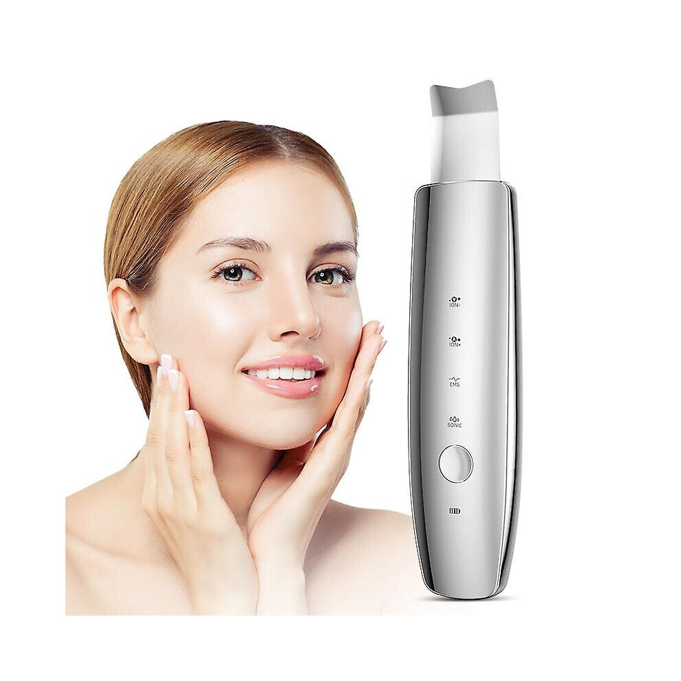 Red/Blue Ultrasonic Facial Scrubber Pore Deep Cleaning Device Blackhead Remover Skin Spatula
