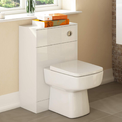 NES Home Turin High Gloss White 500mm x 200mm WC Unit (Excluding Cistern) 1