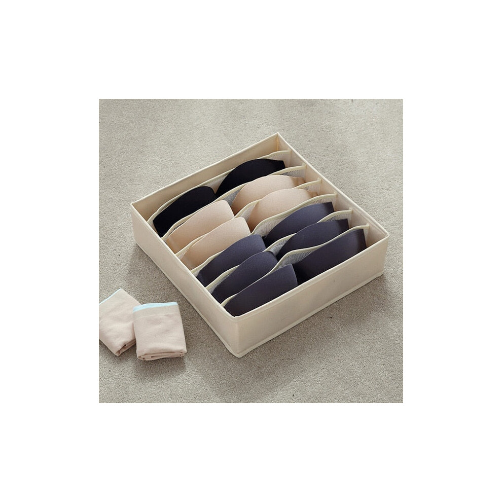 (Beige, 7 Grid) Underwear socks organizer box