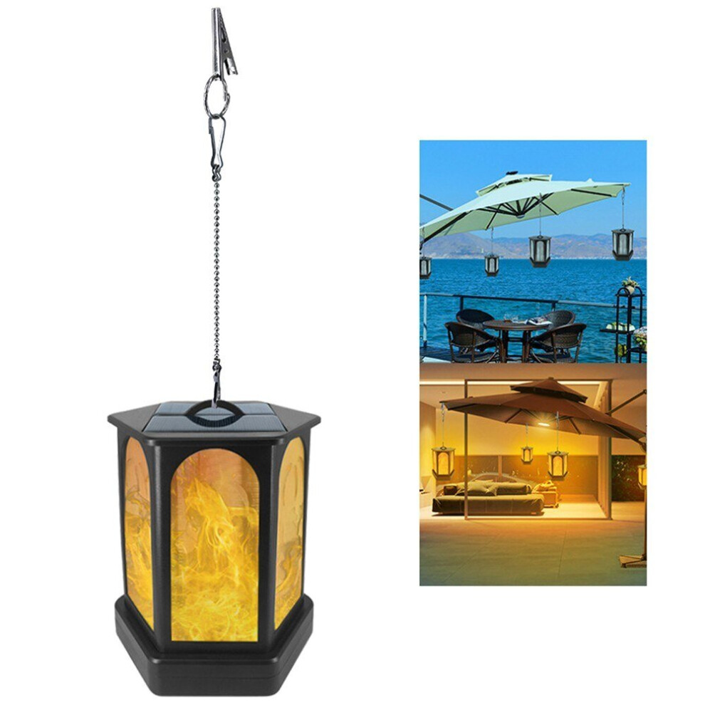 (Hang Type) 96LED Solar Light Hexagonal Flame Light for Garden Yard Patio Path