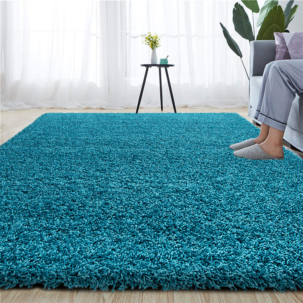 (TEAL, 160 X 230 CM) EXTRA THICK HEAVY 5CM PILE SOFT LUXURIOUS SHAGGY MODERN AREA BEDROOM HALL RUG RUNNER MAT SHAGGY RUGS