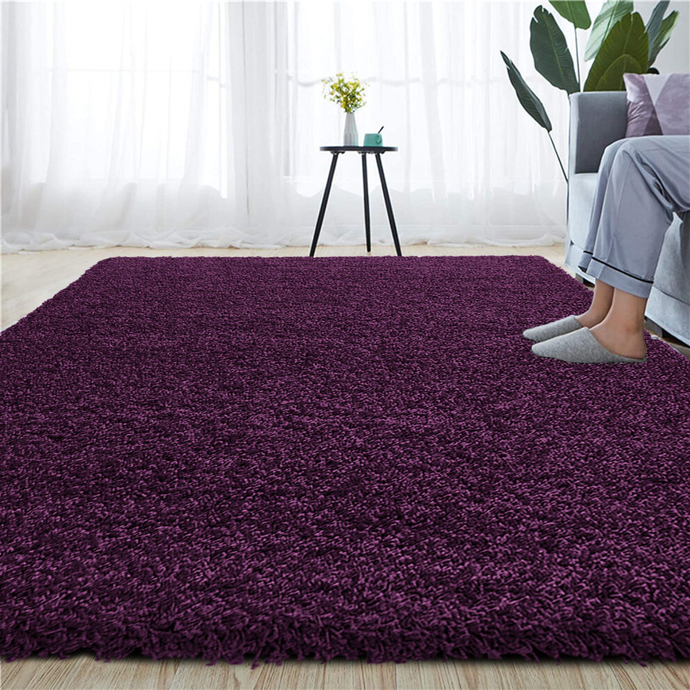 (PURPLE, 80 X 150 CM) EXTRA THICK HEAVY 5CM PILE SOFT LUXURIOUS SHAGGY MODERN AREA BEDROOM HALL RUG RUNNER MAT SHAGGY RUGS