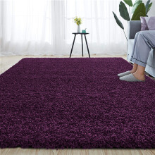 (PURPLE, 200 X 290 CM) EXTRA THICK HEAVY 5CM PILE SOFT LUXURIOUS SHAGGY MODERN AREA BEDROOM HALL RUG RUNNER MAT SHAGGY RUGS