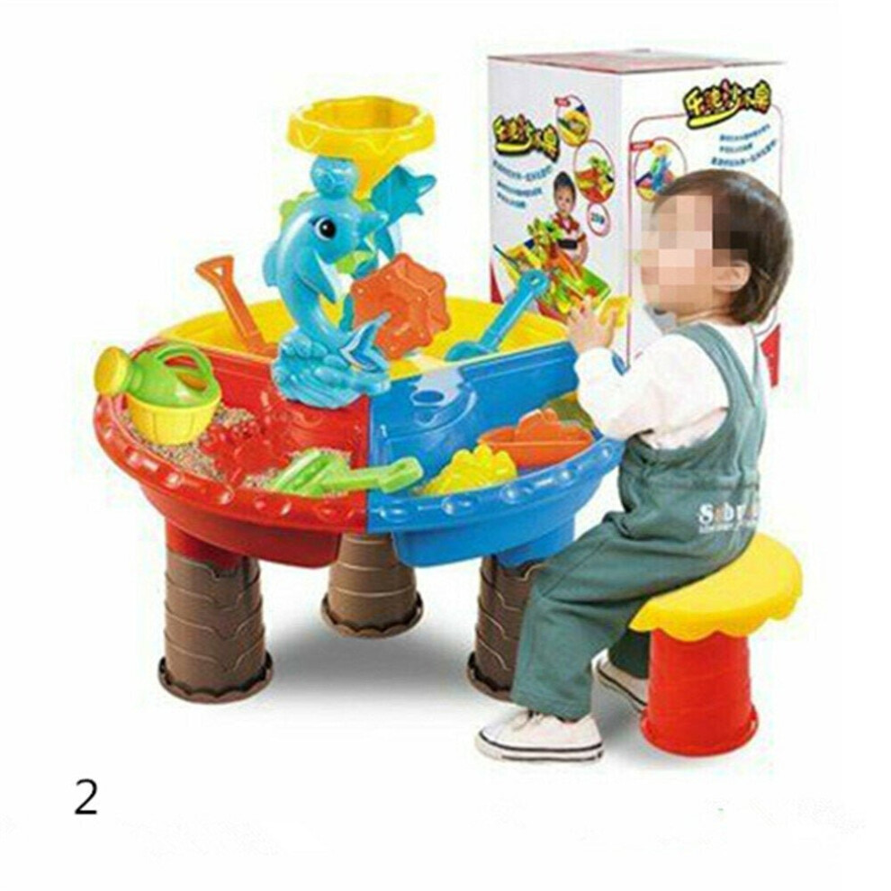 (Round hourglass sea dolphin) Sand And Water Table Sandpit Indoor Outdoor Beach Kids Children Play Toy Set