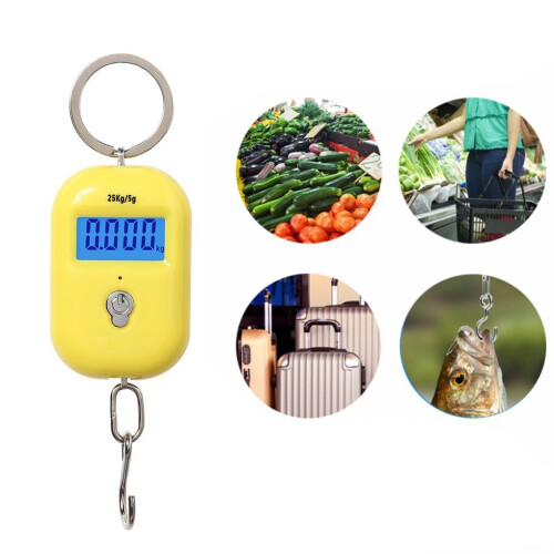 (Pink) Mini Keychain Digital Hanging Scale Electronic Luggage Hook LCD Backlight Kitchen Steelyard 1