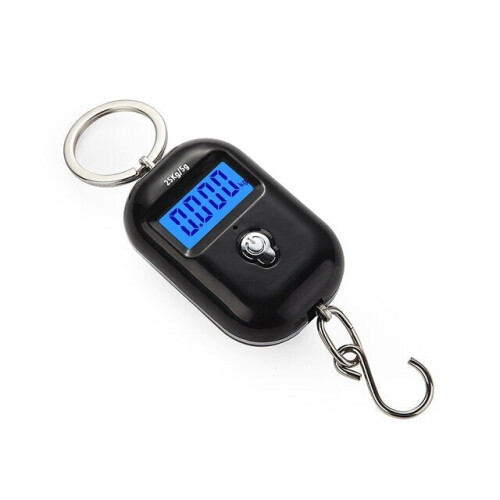 (Black.) Mini Keychain Digital Hanging Scale Electronic Luggage Hook LCD Backlight Kitchen Steelyard