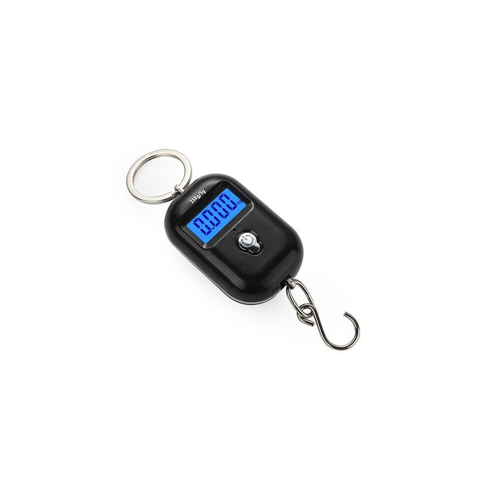 (Black.) Mini Keychain Digital Hanging Scale Electronic Luggage Hook LCD Backlight Kitchen Steelyard