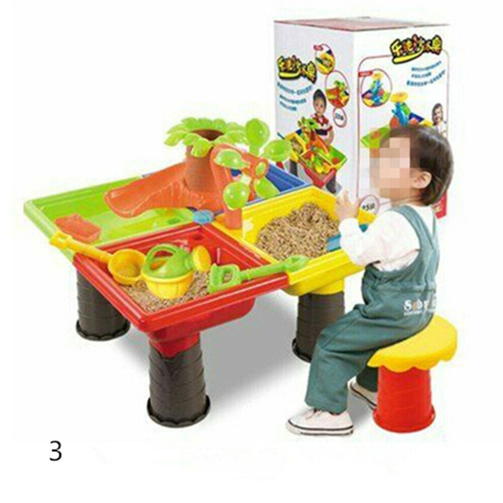 (Square windmill tree) Sand And Water Table Sandpit Indoor Outdoor Beach Kids Children Play Toy Set