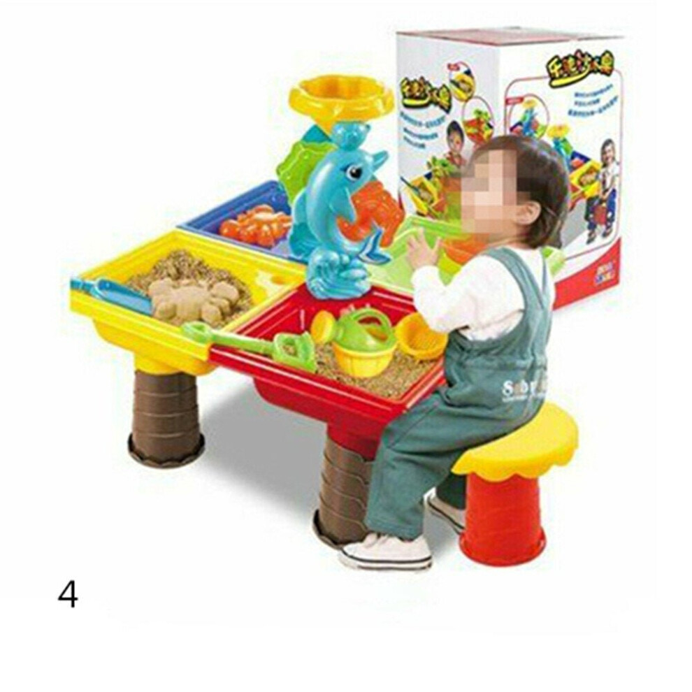 (Square hourglass dolphin) Sand And Water Table Sandpit Indoor Outdoor Beach Kids Children Play Toy Set