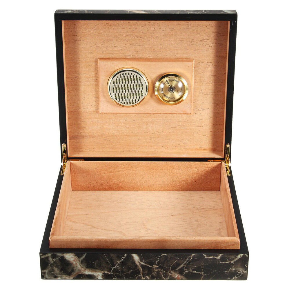 Black Cedar Wooden Storage Case Humidor Box With Humidifier Hygrometer