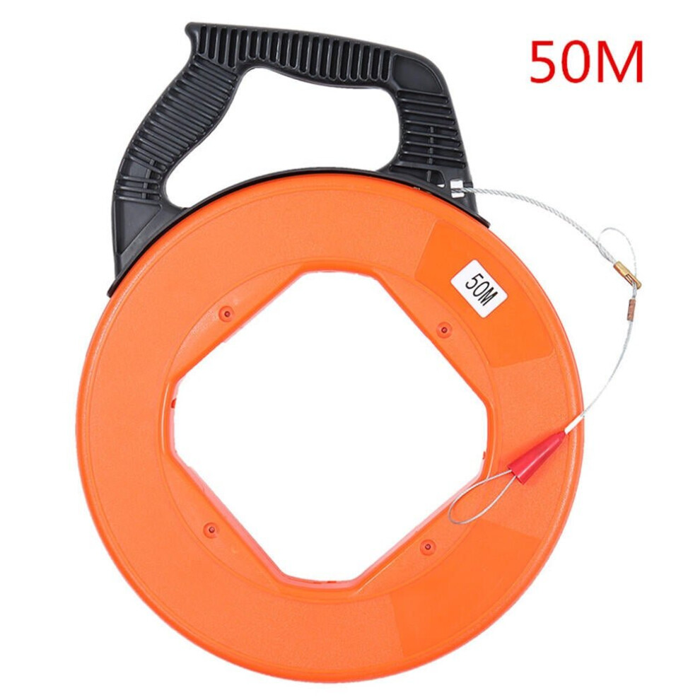 (50Mx3.8mm) 3.8Mmx30/45/50M Fiberglass Cable Puller Fish Tape Reel Conduit Ducting Rodder Pulling Puller 3654659273079