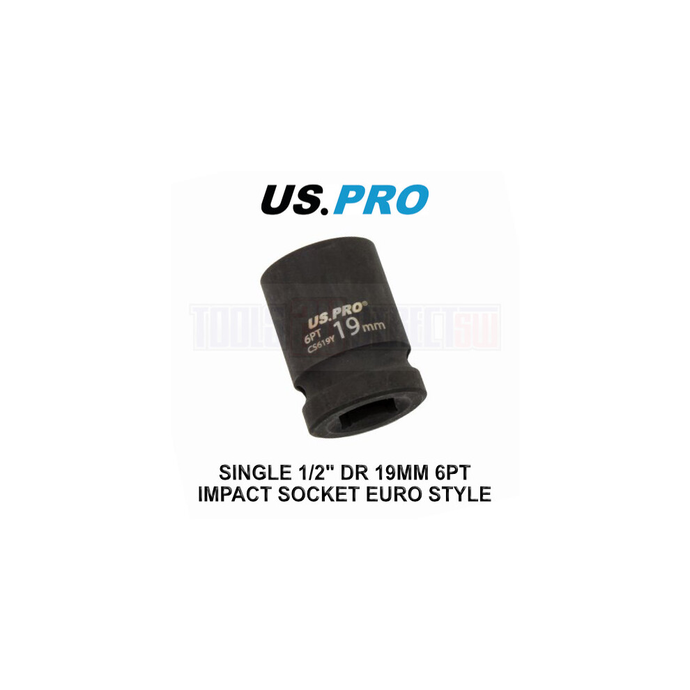 Us Pro Tools 19Mm Impact Socket 1/2" Drive 6 Point Single Hex 3821