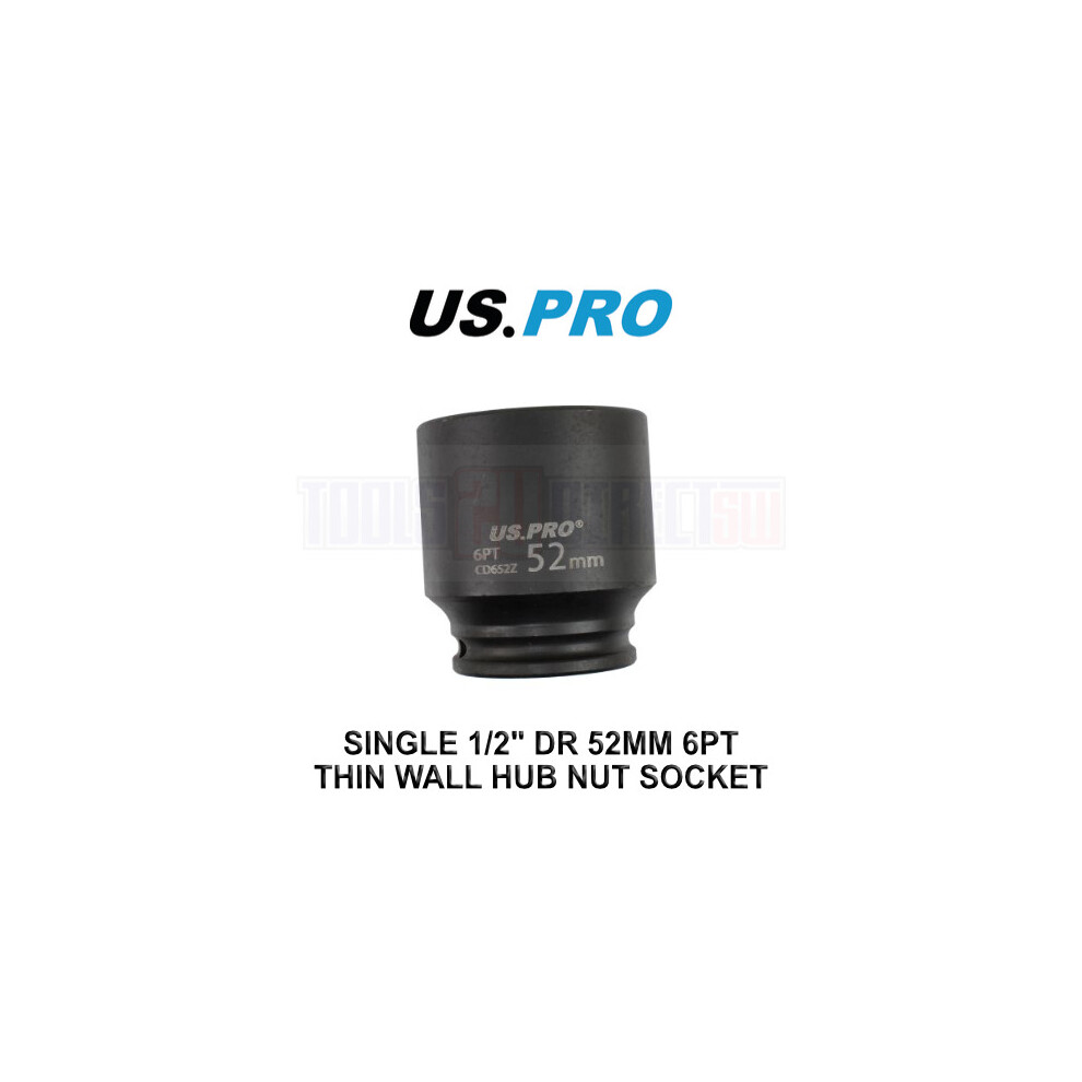 US PRO Tools 52mm Impact Socket 1/2" Drive 6 Point Single Hex Thin Wall 3796