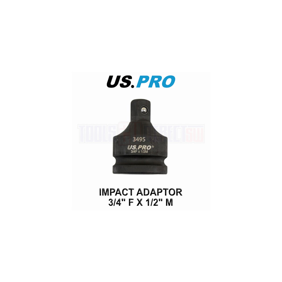 Us Pro Tools Impact Socket Adaptor Step Up Adapter 3/4" Inch F To 1/2" Inch M 3495