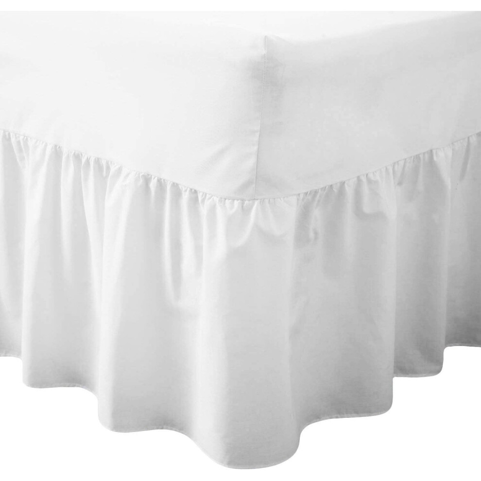(King, White) Luxury Percale Fitted Valance Sheet Non Iron Sheet