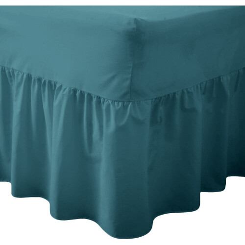 (Super King, Teal) Luxury Percale Fitted Valance Sheet Non Iron Sheet