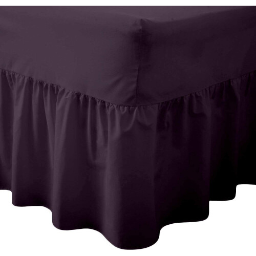 (Double, Plum) Luxury Percale Fitted Valance Sheet Non Iron Sheet