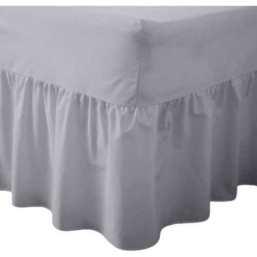 (Double, Gray) Luxury Percale Fitted Valance Sheet Non Iron Sheet