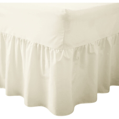 (King, Cream) Luxury Percale Fitted Valance Sheet Non Iron Sheet