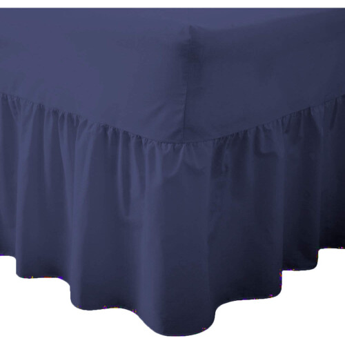(Super King, Mid Blue) Luxury Percale Fitted Valance Sheet Non Iron Sheet