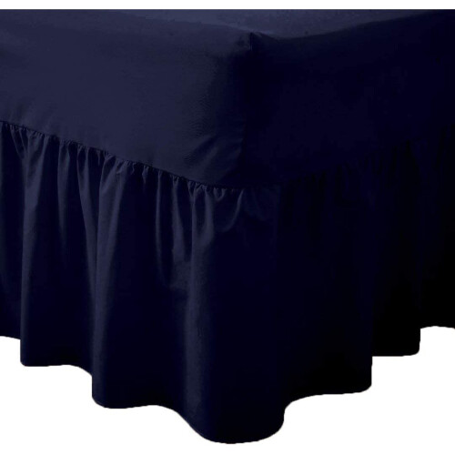 (Pillow Pair, Navy) Luxury Percale Fitted Valance Sheet Non Iron Sheet