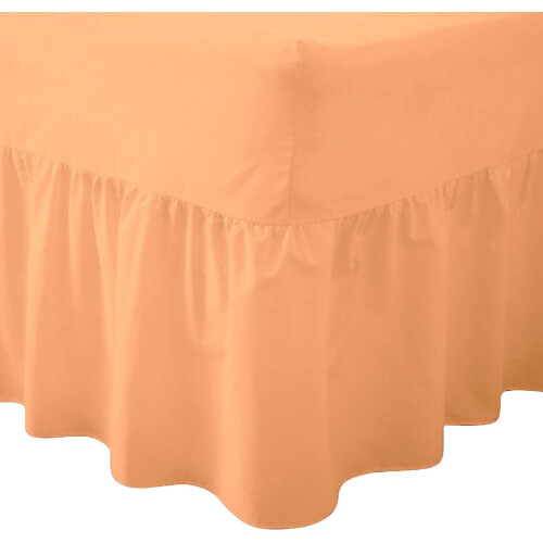 (Super King, Peach) Luxury Percale Fitted Valance Sheet Non Iron Sheet