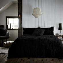 (Black, King) Luxury Super Soft HUG & SNUG Long Pile Fleece Fluffy Fur Duvet