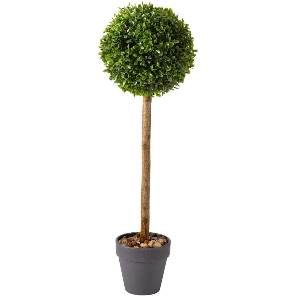 40cm Spherical Potted Topiary Tree, Faux Privet Ball Indoors Outdoors