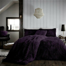 (Purple, Single) Luxury Super Soft HUG & SNUG Long Pile Fleece Fluffy Fur Duvet