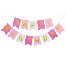(Pink Mix) Time to Sparkle Hanging Birthday Banners Flower Garland Bunting Boys Girls Tissue Paper Party Decoration Festival BBQ Summer Garden Marry