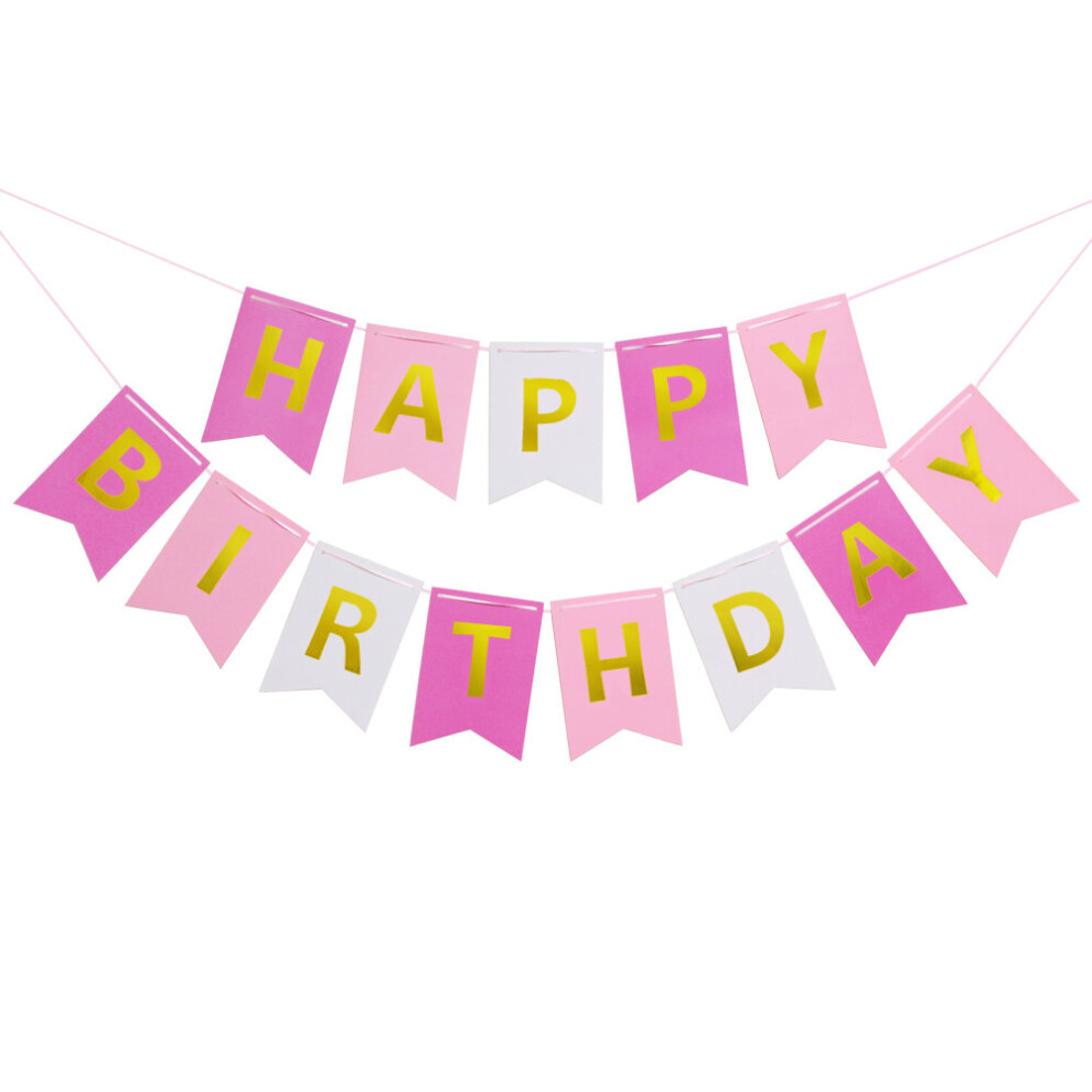 (Pink Mix) Time to Sparkle Hanging Birthday Banners Flower Garland Bunting Boys Girls Tissue Paper Party Decoration Festival BBQ Summer Garden Marry