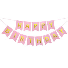 (Pink) Time to Sparkle Hanging Birthday Banners Flower Garland Bunting Boys Girls Tissue Paper Party Decoration Festival BBQ Summer Garden Marry
