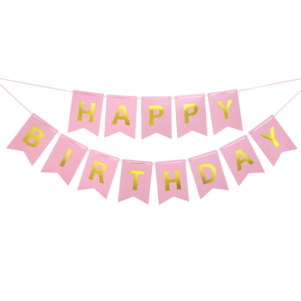 (Pink) Time to Sparkle Hanging Birthday Banners Flower Garland Bunting Boys Girls Tissue Paper Party Decoration Festival BBQ Summer Garden Marry