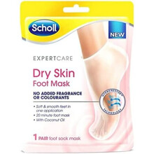 Scholl Fragrance-Free Foot Mask - 1 Pair, Deep Hydration for Dry Skin, No Added Fragrance or Colourants, Coconut Oil