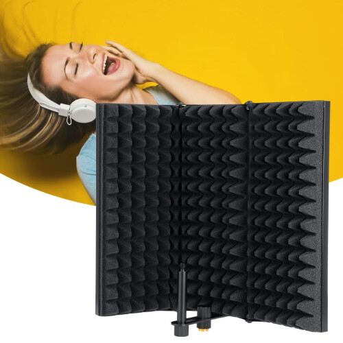 3 Plate Adjustable Foldable Microphone Isolation Shield Studio Recording 2