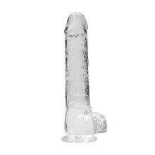 9" / 23 cm Realistic Dildo With Balls - Transparent