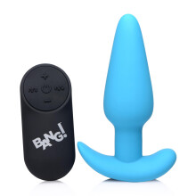 21X Vibrating Silicone Butt Plug w/ Remote Control - Blue