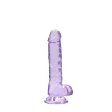 7 Inch Purple Realistic Dildo with Balls - Suction Cup, Body-Safe, Non-Porous, Phthalate-Free (RealRock Crystal Clear)