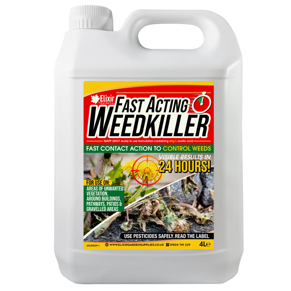 (Yes, 2) 4 Litre Fast Acting Glyphosate-Free Weed & Moss Killer | Organic & Natural Ready-to-Use Acetic Acid Formula (60g/l) | Results in 24 Hours